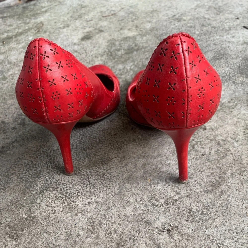 Christian Dior Red Cannage Leather Cut out Heeled Pumps, size  39 - Picture 6 of 15
